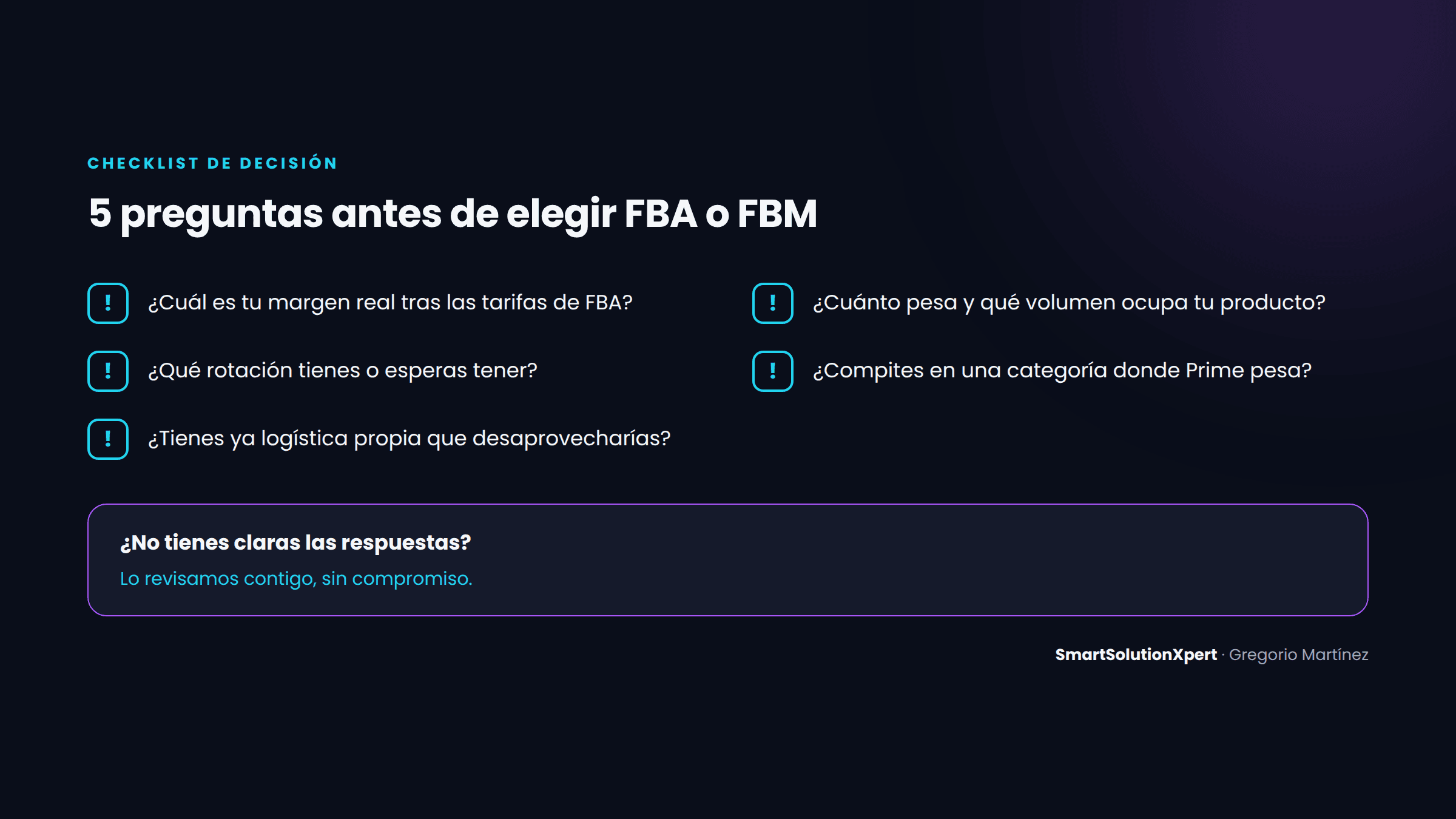 Checklist para decidir entre Amazon FBA y FBM según tu producto